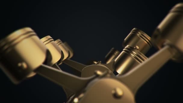 3D动画镜头四缸发动机 无缝循环动画 — 图库视频影像