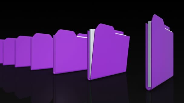 Vidéo d'animation 3D de rangée de dossiers, Animation de boucle transparente .
