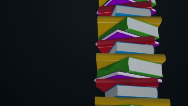 Animation Rotation Stack Colorful Books Animation Seamless Loop — Stock Video