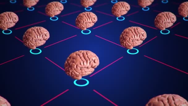 人間の脳のシンボルからユーザーを接続するアニメーションクラウドネットワーク 一流の専門家についてのビジネスムービーの概念を抽象的な背景 シームレスループのアニメーション — ストック動画