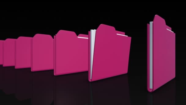 Vidéo d'animation 3D de rangée de dossiers, Animation de boucle transparente .