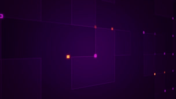 Animation du signal électrique du circuit avec fond géométrique de rayures à particules. Animation de boucle transparente .  
