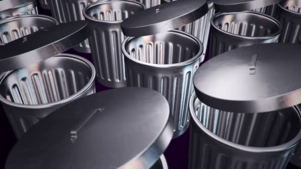 Animation Moving Metallic Recycle Bins Animation Seamless Loop — 비디오