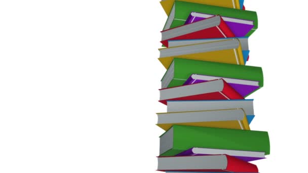 Renkli Kitapların Animasyon Rotasyonu Kusursuz Döngünün Animasyonu — Stok video
