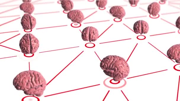 Abstrakcyjne Tło Animacją Sieci Chmury Łączącej Użytkowników Ludzkich Symboli Mózgu — Wideo stockowe