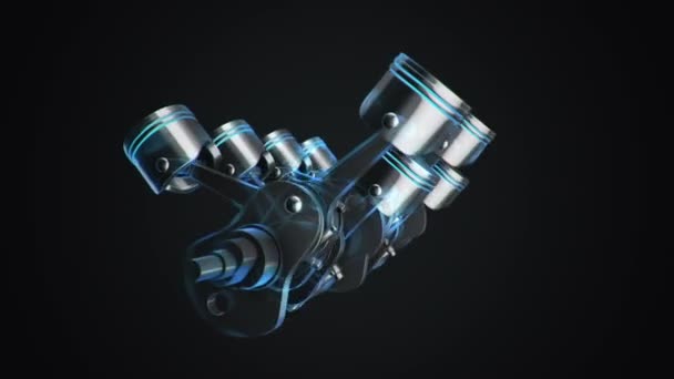 Animation Footage Four Cylinders Engine Animation Seamless Loop — Stock Video