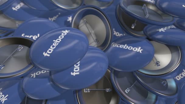 Redakcja Animacja Przesuwanie Kolorowych Odznak Ikoną Facebooka Animacja Pętli Płynnej — Wideo stockowe