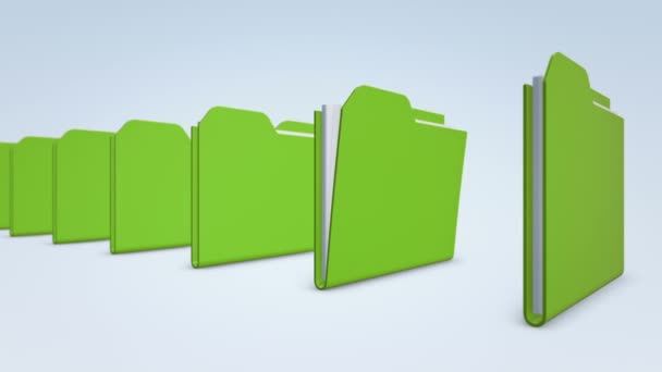 Vidéo d'animation 3D de rangée de dossiers, Animation de boucle transparente .