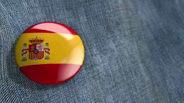Анімація Махає Кольоровою Шпилькою Прапором Іспанії Анімація Безшовного Кола — стокове відео