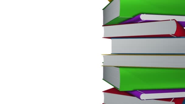 Animation Rotation Stack Colorful Books Animation Seamless Loop — Stock Video