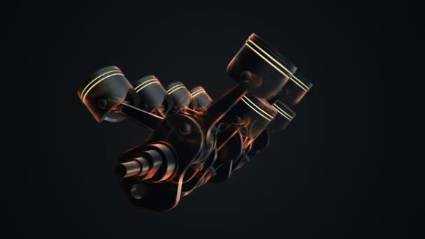 Filmato Animazione Quattro Cilindri Motore Animazione Del Loop Senza Soluzione — Video Stock