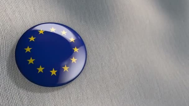 Animacja Machająca Kolorowym Pinem Flagą Unii Europejskiej Animacja Pętli Płynnej — Wideo stockowe