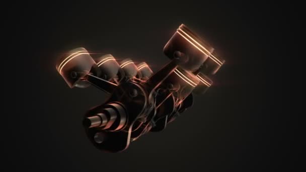 Animation Footage Four Cylinders Engine Animation Seamless Loop — Stock Video