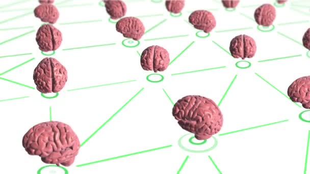 Abstraktní Pozadí Sítí Animačních Cloudů Spojujících Uživatele Symbolů Lidského Mozku — Stock video