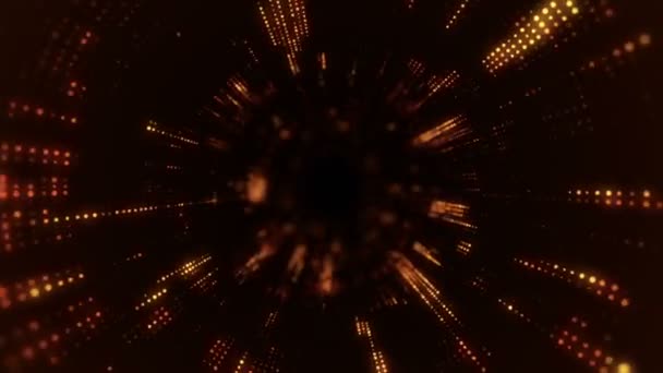 Animação Voar Para Túnel Tecnológico Digital Partir Partículas Brilhantes Cintilantes — Vídeo de Stock