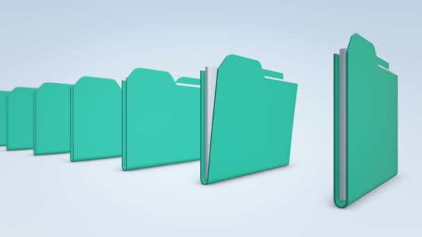 Vidéo d'animation 3D de rangée de dossiers, Animation de boucle transparente .