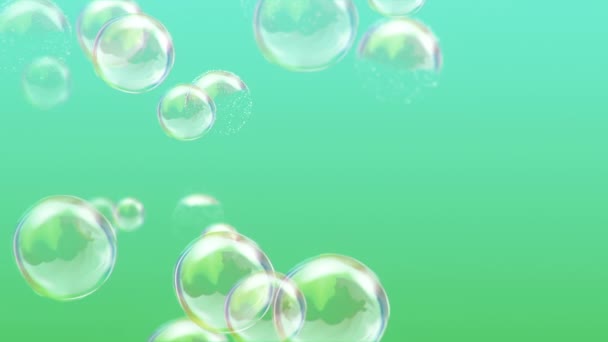 Volant d'animation de bulles de savon sur fond coloré. Animation de boucle transparente .
