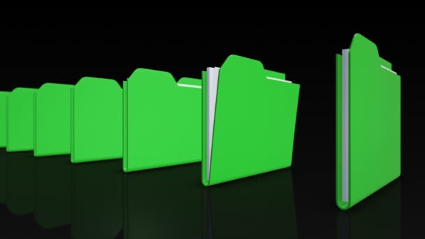 Vidéo d'animation 3D de rangée de dossiers, Animation de boucle transparente .