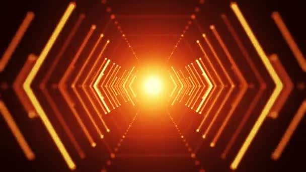 Abstrakt Bakgrund Med Animering Flyg Abstrakt Futuristiska Tunnel Med Neonljus — Stockvideo