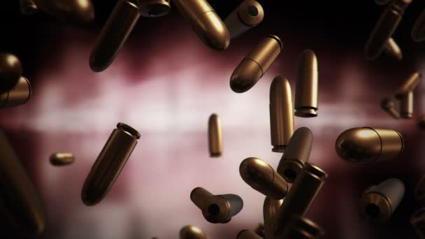 Animation Falling Bullets Different Calibers Dark Blurred Background Animation Seamless — 비디오