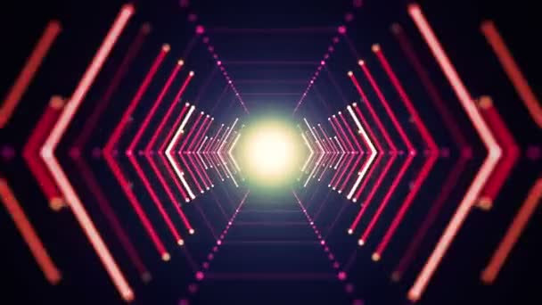 ネオンの光で抽象的な未来のトンネルでフライトのアニメーション抽象的な背景 シームレスなループ アニメーション — ストック動画