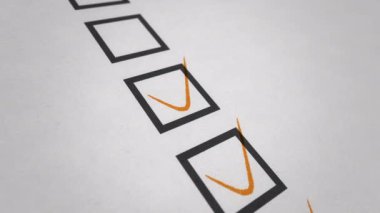 Kağıt üzerinde oy kullanmak için kutuya kene çizmenin animasyonu. Kusursuz döngünün animasyonu.