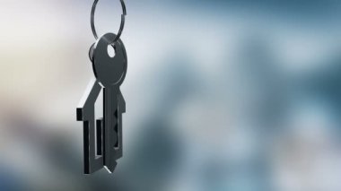 Yeni ev ve anahtarlık anahtarlığıyla metalik halkanın animasyonu, kusursuz döngünün animasyonu 