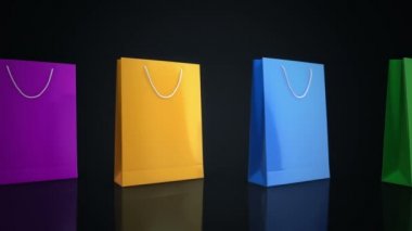 hareketli renkli alışveriş çantaları, dikişsiz döngünün animasyonu