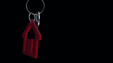Yeni ev ve anahtarlık anahtarlığıyla metalik halkanın animasyonu, kusursuz döngünün animasyonu 