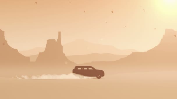 Animation Déplacement Paysage Dans Style Dessin Animé Avec Voiture Les — Video