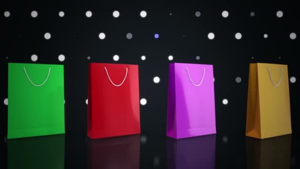 Mover Bolsas Compras Colores Animación Bucle Sin Costuras — Vídeo de stock