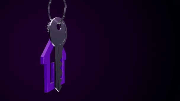 Animasi Cincin Logam Dengan Kunci Dari Home Dan Keychain Baru — Stok Video