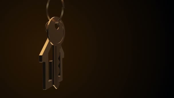Анимация Металлического Кольца Ключом Нового Дома Брелоком Анимация Бесшовной Ловушки — стоковое видео