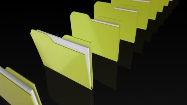 Animation du déplacement et de la numérisation des dossiers avec des données. Animation de boucle transparente .