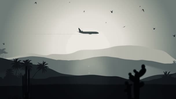 비행기와 스타일의 풍경을 애니메이션으로 것입니다 포트폴리오에는 있습니다 그리고 거미막 고리의 — 비디오