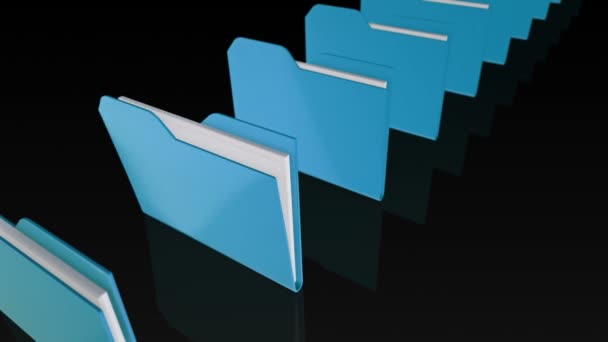 Animation du déplacement et de la numérisation des dossiers avec des données. Animation de boucle transparente .