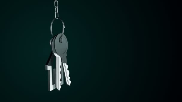 Анімація Металевого Кільця Ключем Від Нового Будинку Брелок Анімація Безшовної — стокове відео