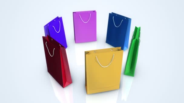 Moving Colorful Shopping Bags Animation Seamless Loop — Stock Video