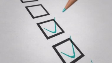 Kağıt üzerinde oy kullanmak için kutuya kene çizmenin animasyonu. Kusursuz döngünün animasyonu.