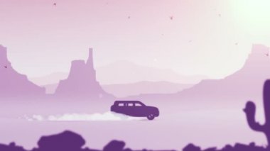 Çizgi film tarzında hareket eden canlılar araba ve kuşlarla birlikte. Portföyümde üç versiyon var: gündüz, gün batımı ve gece. Kusursuz döngünün animasyonu.