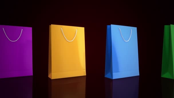 移动彩色购物袋 无缝循环动画 — 图库视频影像