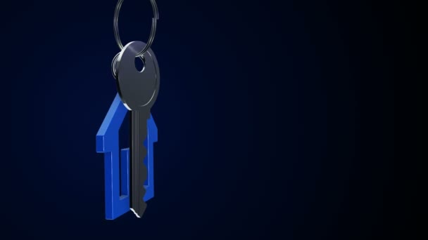 Animación Anillo Metálico Con Llave Nuevo Hogar Llavero Animación Lazo — Vídeos de Stock