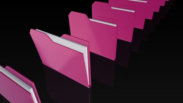 Animation du déplacement et de la numérisation des dossiers avec des données. Animation de boucle transparente .