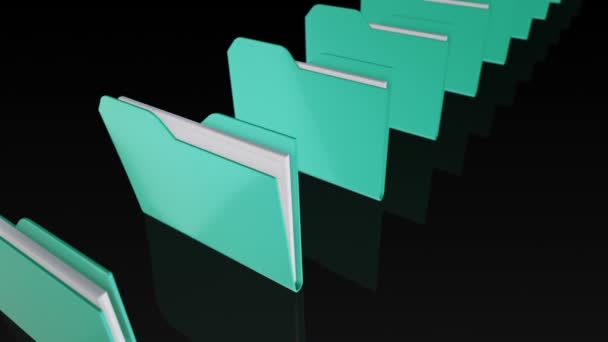 Animation du déplacement et de la numérisation des dossiers avec des données. Animation de boucle transparente .
