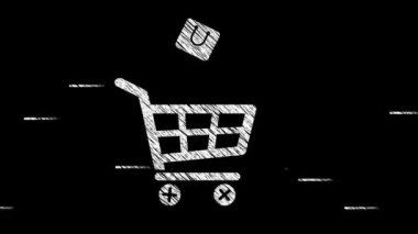 Cam, ahşap ya da beton duvarda ticaret, alışveriş ve satış sembolleri olan yapıştırmaların canlandırılması