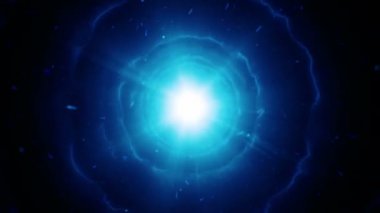 Çember şeklindeki ateş şekillerinden tünele uçarak soyut bir arkaplan. Kusursuz döngünün animasyonu.