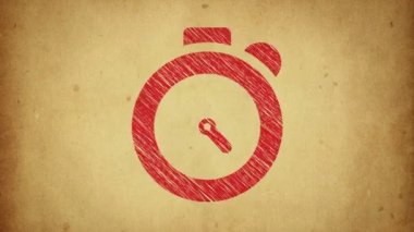 Çizim tarzında saat veya kronometre animasyonu. Hareket halinde animasyon. Kusursuz döngünün animasyonu.
