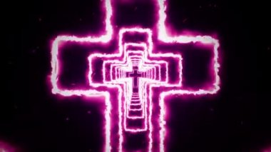 Ortodoks çapraz ateş şekillerinden tünele doğru uçarken soyut bir arkaplan. Kusursuz döngünün animasyonu.