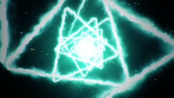 Fond abstrait en volant dans un tunnel à partir de formes triangulaires de feu. Animation de boucle transparente .