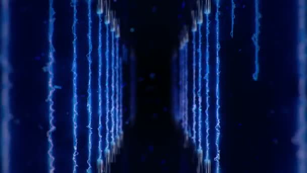 Абстрактний Фон Літаючою Камерою Коридор Або Тунель Плазмових Смуг Енергетичних — стокове відео